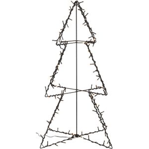 Verlichte figuren zwarte 3D lichtboom/metalen boom/kerstboom met 120 led lichtjes 77 cm - kerstverlichting figuur