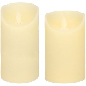 Set van 2x stuks Ivoor Witte Led kaarsen met bewegende vlam - LED kaarsen