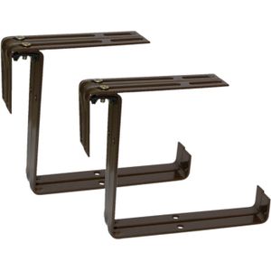 Set van 6 Verstelbare Metalen Balkonbeugel Voor Railing T/M 14 cm Bruin
