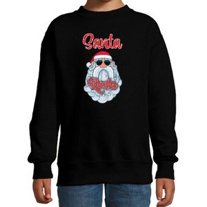 Kersttrui/sweater voor kinderen - Kerstman - Santa Rocks - zwart - kerst truien kind