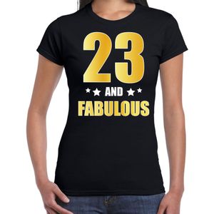 23 and fabulous verjaardag cadeau t-shirt / shirt goud 23 jaar zwart voor dames - Feestshirts