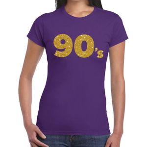 90's goud glitter t-shirt paars dames - Feestshirts