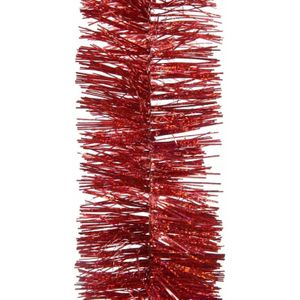 8x Feestversiering folie slingers glitter kerst rood 7,5 x 270 cm kunststof/plastic kerstversiering - Kerstslingers