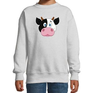 Cartoon koe trui grijs voor jongens en meisjes - Cartoon dieren sweater kinderen - Sweaters kinderen