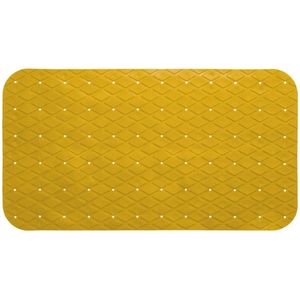 Anti-slip badkamer douche/bad mat geel 70 x 35 cm rechthoekig - Badkamermat met zuignappen