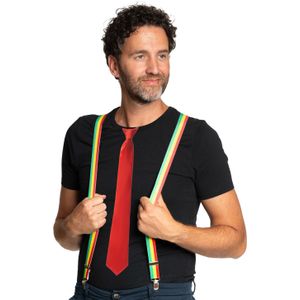 Carnaval verkleedset bretels en stropdas Limburg - rood/geel/groen - volwassenen - feestkleding - Verkleedattributen