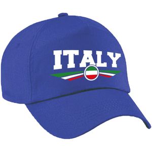Italie / Italy landen pet / baseball cap blauw kinderen - Verkleedhoofddeksels