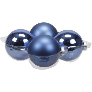 Grote kerstballen - 4x st - kobalt blauw - 10 cm - glas - mat/glans - kerstversiering - Kerstbal