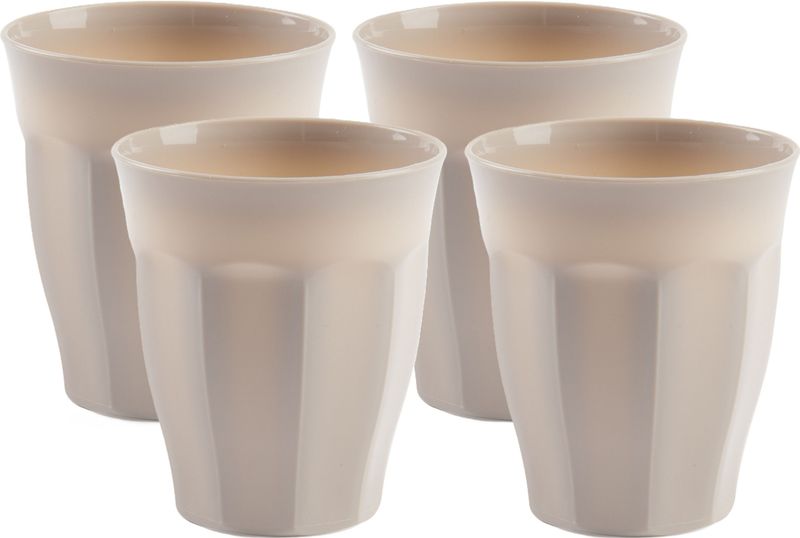 Onbreekbare Picardi drinkglazen - 10x stuks - kunststof - beige - 250 ml - camping/outdoor/kinder - Drinkglazen