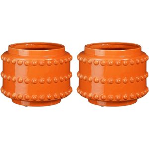 Mica Decorations Pot - 2x - boaz - gebobbeld - oranje - 16.5 x 21 cm