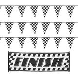 Finish/racing feest thema versiering pakket 4-delig geblokt zwart/wit - Feestslingers