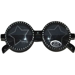 Disco verkleed zonnebril zwart met ster - Verkleedbrillen
