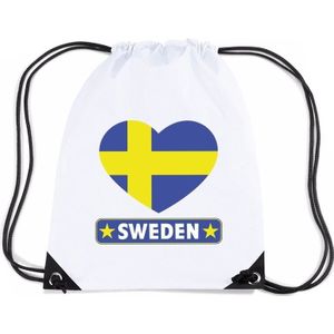 Sporttas met rijgkoord Zweden vlag in hart - Rugzakken