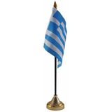 6x stuks griekenland tafelvlaggetje 10 x 15 cm met standaard - Vlaggen