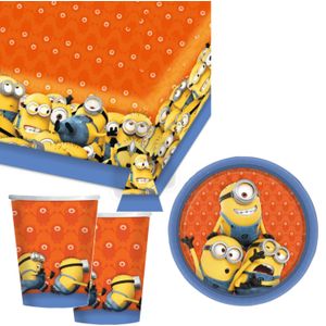 Kinderfeestje Minions thema tafel dekken eetset voor 16x kinderen - Feestpakketten