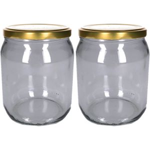 Set van 2x stuks weckpotten/inmaakpotten met schroefdeksel 540 ml - Weckpotten