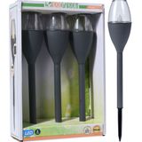 Set van 3x stuks zwarte solar LED lantaarns 31 cm - Prikspotjes