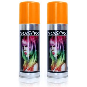 2x busjes oranje haarspray 125 ml - Verkleedhaarkleuring