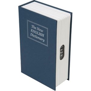 Boekenkluis/geldkluis met cijferslot - blauw - metaal - 18 x 11,5 x 5,5 cm - Kluizen