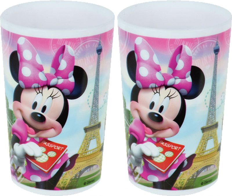 2x stuks kunststof drinkbeker Disney Minnie Mouse 220 ml - Onbreekbare kinder bekers