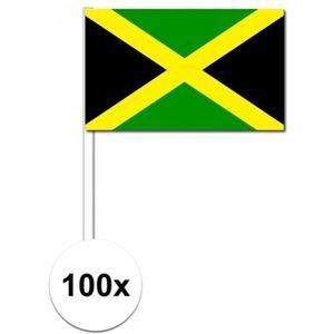 100x Jamaicaanse fan/supporter vlaggetjes op stok - Vlaggen