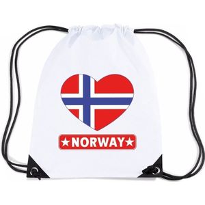 Sporttas met rijgkoord Noorwegen vlag in hart - Rugzakken
