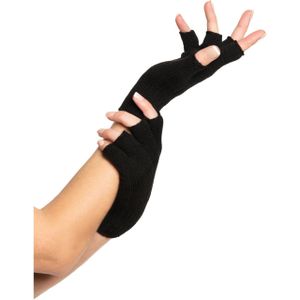 Verkleed handschoenen vingerloos - zwart - one size - voor volwassenen - Verkleedhandschoenen