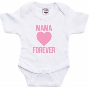 Mama forever roze hart cadeau baby rompertje wit jongen/meisje - Rompertjes