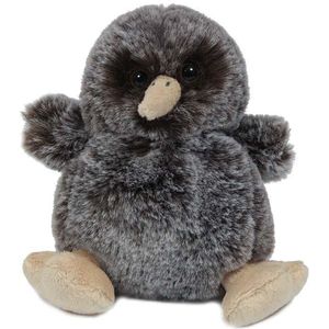 Knuffeldier Kiwi vogel - zachte pluche stof - donkergrijs - kwaliteit knuffels - 11 cm - Vogel knuffels