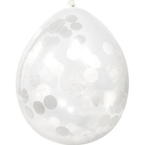 4x Transparante feestballon witte confetti 30 cm - Ballonnen