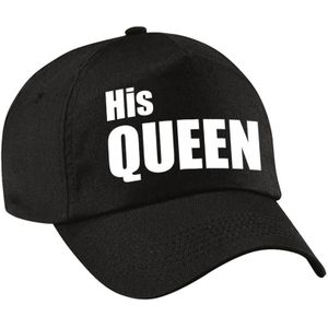 His Queen pet / cap zwart met witte letters dames - Verkleedhoofddeksels