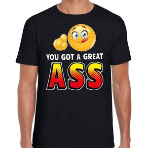 Funny emoticon t-shirt you got a great ass zwart voor heren - Feestshirts