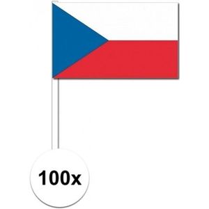 100x Tsjechische fan/supporter vlaggetjes op stok - Vlaggen