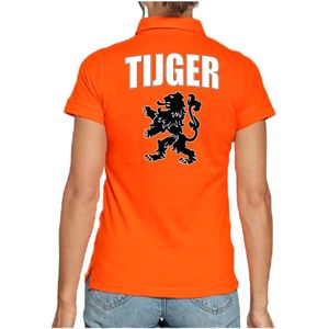 Tijger Holland supporter poloshirt oranje met leeuw EK / WK voor dames - Feestshirts