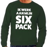 Ik werk aan mijn SIX Pack tekst  sweater groen voor heren - Feesttruien