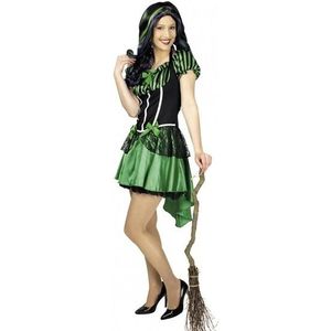 Carnavalskleding groene heksen jurk Alexia voor dames - Carnavalsjurken
