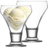 IJcoupes/ijs/dessert serveer schaaltjes - op voet - set 2x stuks - glas - 300 ml - 10 x 13 cm