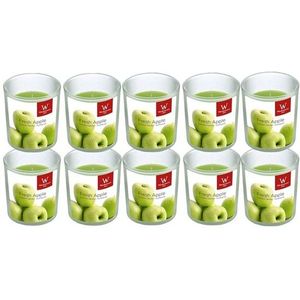 10x Geurkaarsen appel in glazen houder 25 branduren - Geurkaarsen appel geur - Woondecoraties