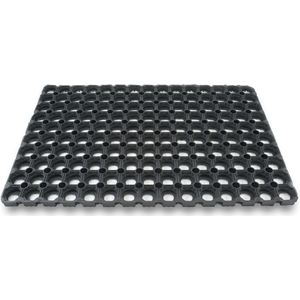 2x Rubberen deurmatten/schoonloopmatten zwart 40 x 60 cm - Deurmatten