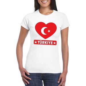 T-shirt wit Turkije vlag in hart wit dames - Feestshirts