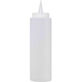 Doseerfles/knijpfles met schenktuit - 5x - transparant - kunststof - 400 ml/40 cl/0,4 liter
