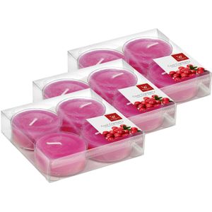 Maxi geurtheelichtjes/waxinelichtjes - 24x - cranberry geur - 8 branduren - geurkaarsen
