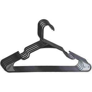 Kledinghangers set - 10x stuks - zwart- kunststof - 42 x 23 cm - kledingkast hangers/kleerhangers - Kledinghangers