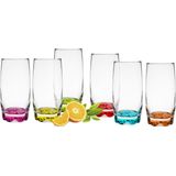 Glasmark longdrink/waterglazen Tumblers - glas - gekleurde basis - 12x stuks - 350 ml - Longdrinkglazen