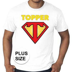 Grote maten Super Topper logo t-shirt wit heren - Feestshirts
