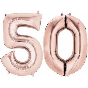 Folie ballon rosegoud cijfer 50 - Ballonnen