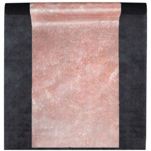 Feest tafelkleed met metallic tafelloper - op rol - zwart/rose goud - 10 meter - Feesttafelkleden