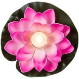 Roze Waterlelies met LED-licht 13 cm - Kunstbloemen en Vijver Planten