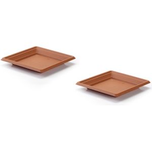 3x stuks opvangschaal Plantenbak terra cotta vierkant voor een 30 cm diameter pot - Plantenbakken