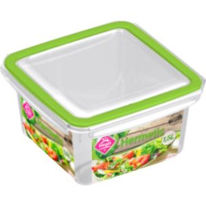 5x Voorraad/vershoudbakjes 1,5 liter transparant/groen plastic - Vershoudbakjes